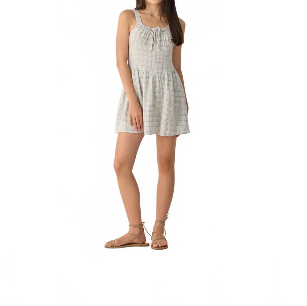 NEW RYLEE + CRU teen primrose mini dress in light blue plaid